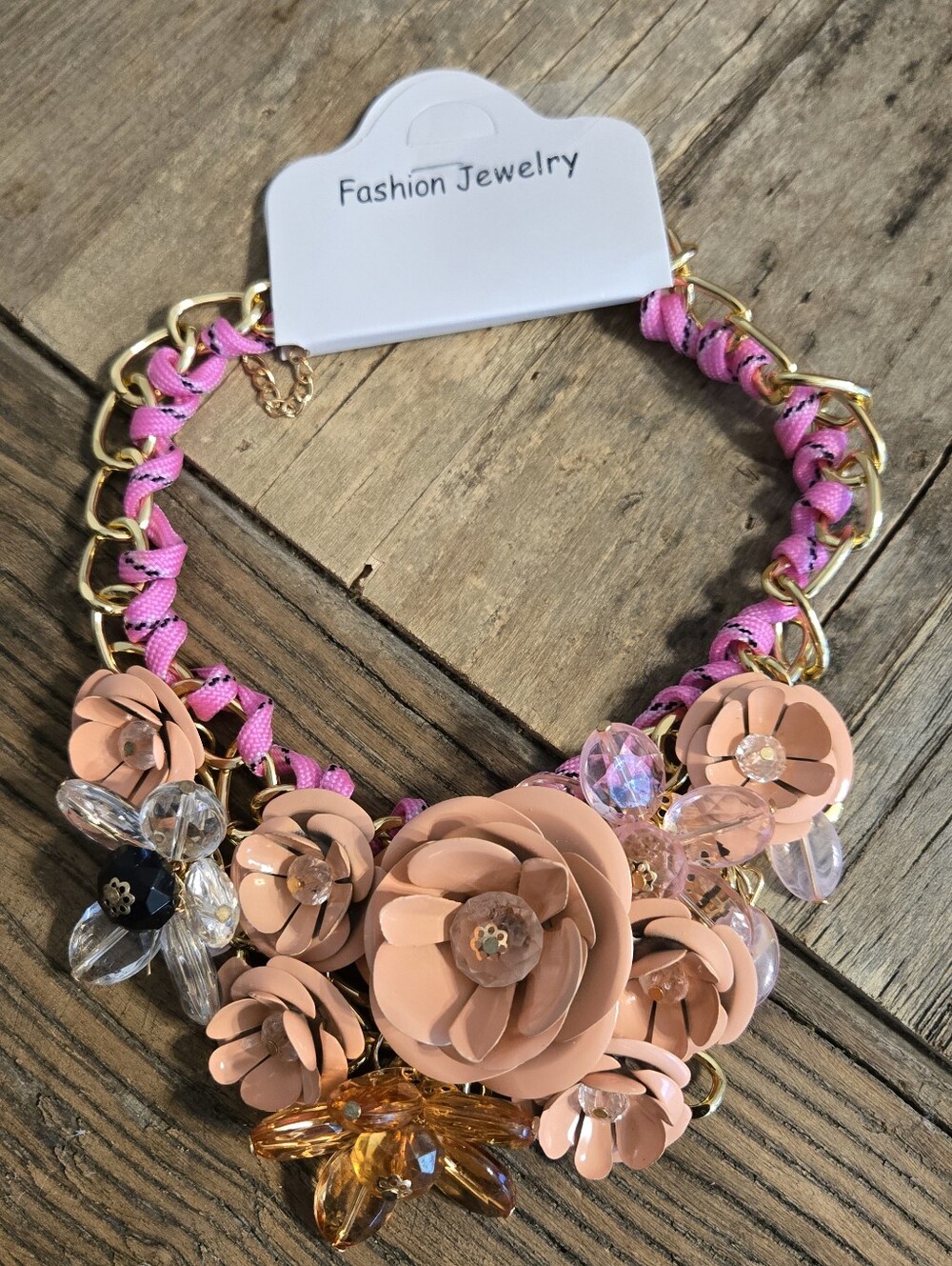 NWT - Aratta Flower Statement Necklace - Pink
